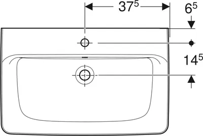 Productafbeelding van Geberit wastafel Renova Plan met kraangat, wit, 750x480 mm