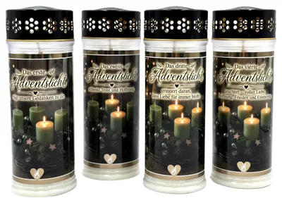 Produktbild von 4er SET Premium GOLD 7 Tage Design - Advent Grablicht grün