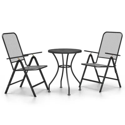 Produktbild von vidaXL 3-tlg. Garten-Essgruppe Streckgitter Anthrazit