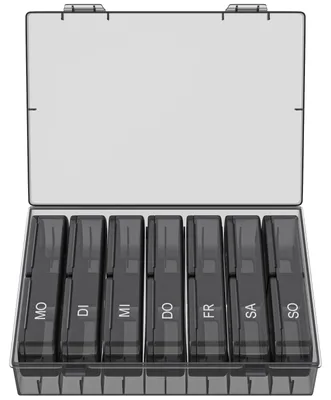 Produktbild von WELLGRO Tablettenbox für 7 Tage - Pillendose je 2 Fächer pro Tag - Klappdeckel mit Druckverschluss - Aufbewahrungsbox - BPA-freier Kunststoff