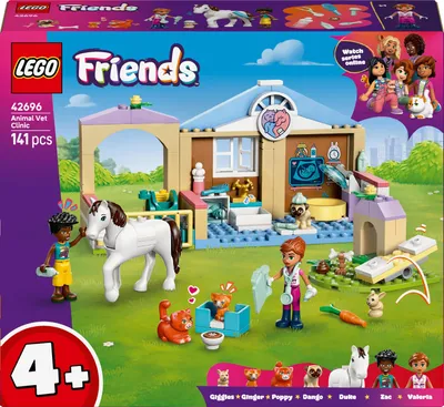 Productafbeelding van LEGO Friends Dierenkliniek - Educatief speelgoed met paardenstal, 2 minipoppetjes, een hond-, konijnen- en kattenfiguur plus accessoires - Cadeau voor meisjes vanaf 4 jaar - 42696