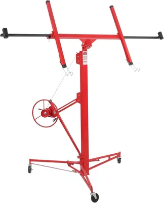 Image de Lifte pour plaques de plâtre - Élévateur mobile pour plaques de plâtre - Hauteur de levée de 4,88 mètres - Pliable - Réglable - 3 roues verrouillables - Rouge