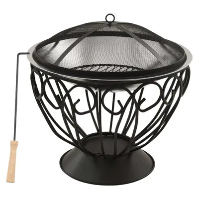 Zdjęcie produktu dla Palenisko i grill 2-w-1, z pogrzebaczem, 59x59x60 cm, stal