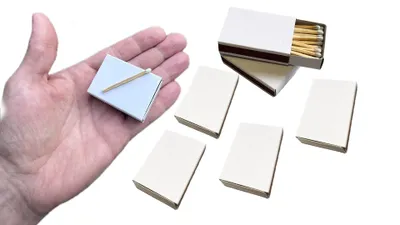 Produktbild von jameitop® 10 Packungen Streichhölzer OHNE Druck/WEIß Schachteln zum Gestalten, weißer Zündkopf, 40MM Hölzer = 360 Blanko Zündhölzer Diy Set