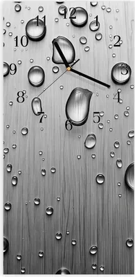 Produktbild von Wanduhr aus Glas mit Motiv Wassertropfen auf Metall- 30 x 60 cm - inkl. Aufhängesystem