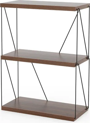 Image de Étagère sur pied à 3 niveaux avec cadre en métal, bibliothèque industrielle, support de rangement, 60 x 29,5 x 82 cm
