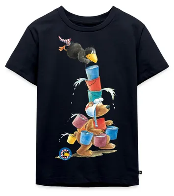 Produktbild von Spreadshirt Der kleine Rabe Socke mit Eddi Wassereimer Kinder Premium T-Shirt, 110/116 (4 Jahre), Navy