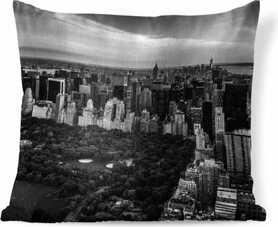 Produktbild von MuchoWow® Zierkissen Sofakissen Wohnzimmer Dekokissen 40x40 cm Luftaufnahme Central Park, New York - schwarz-weiß - Foto Kissen - Schlafzimmer Dekoration