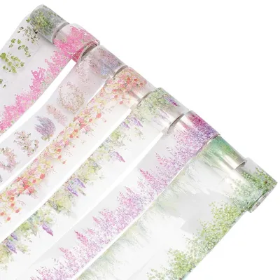 Produktbild von 8 Rollen Dekoratives Klebeband mit Blumenmuster - 5 cm Breit