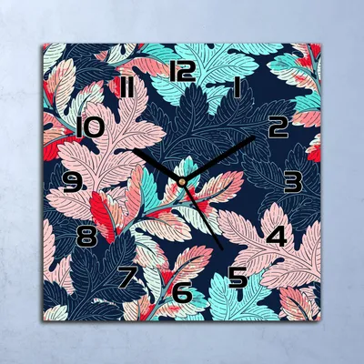 Produktbild von Wanduhr Echt-Glas-Küchenuhr Zweig blau und rosa Quarz 30x30 Deko Bilder