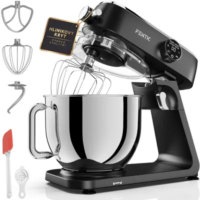 Obrázek produktu pro Fentic Kuchyňský robot 1800W, 7L nerezová mísa, Hnětač na chlebové & pizza těsto, Planetární pohyb, 10 rychlostí časovač & ochrana proti rozstřiku