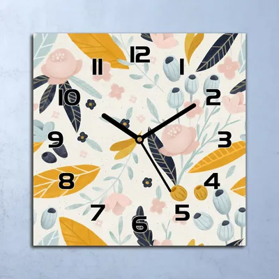 Produktbild von Wanduhr Echt-Glas-Küchenuhr Pastell bunte Blumen Quarz 30x30 Deko Bilder
