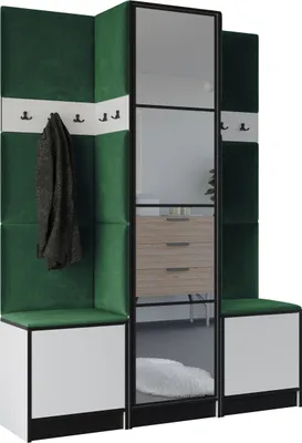Produktbild von KIER FURNITURE Kleiderschrank EDEN, Schlafzimmer Schrank, Garderobeschrank, Flurschrank Weiß & Grün 159,6x205x39 cm