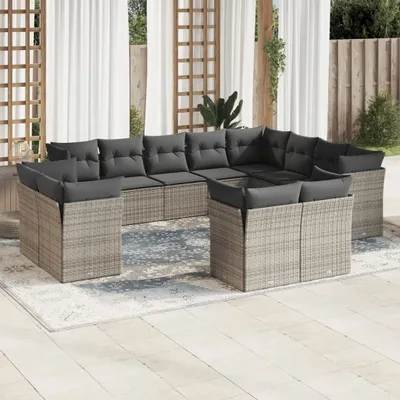 Produktbild von Möbel 12-tlg. Garten-Sofagarnitur mit Kissen Grau Poly Rattan 2024