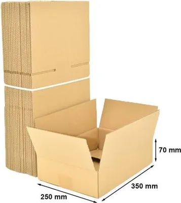 Produktbild von Faltkartons Kartonbox zum Verpacken 350 x 250 x 70 mm, 10 Stück
