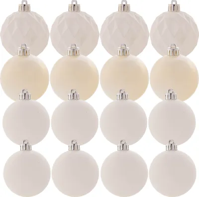 Image de KADAX Boules de Noël en plastique, set de 16 boules, blanc