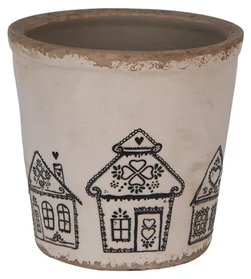 Productafbeelding van Clayre & Eef bloempot, diameter 17 cm, hoogte 16 cm, beige, keramiek, ontwerp: peperkoekhuis