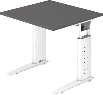 Produktbild von bümö Schreibtisch Serie-U - Größe:  80 x 80 cm, Nachbildung: Graphit, Gestell: Weiß