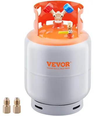 Zdjęcie produktu dla Zbiornik wyrównawczy czynnika chłodniczego VEVOR, pojemność 50 funtów, przenośny zbiornik butlowy 400 psi z zaworem Y dla cieczy/pary, wysoce uszczelniony zbiornik wyrównawczy