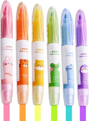 Produktbild von Textmarker Set, 6 doppelseitige, auswaschbare Marker, für Notizen und Zeichnungen