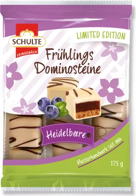 Produktbild von Schulte Feingebäck Frühlings Dominosteine Heidelbeere Limited 175g