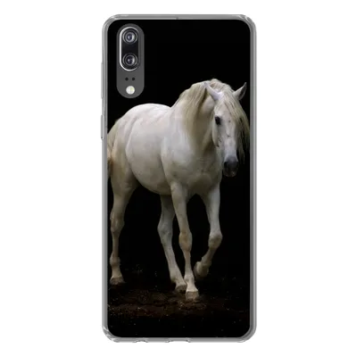 Produktbild von MuchoWow® Handyhülle Schutzhülle Hülle für Huawei P20 Pferde - Nutztiere - Schwarz Silikon Softcase Handy Hülle - Hardcover