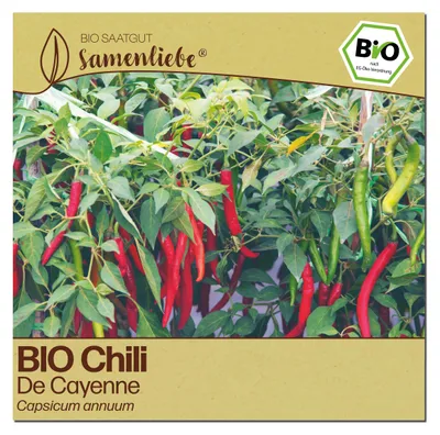 Produktbild von Samenliebe  Chili Samen | De Cayenne - rot & sehr scharf - samenfestes  Saatgut