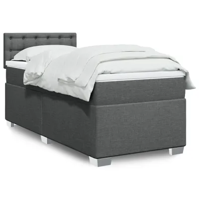 Produktbild von Boxspringbett mit Matratze Dunkelgrau 90x190 cm Stoff, Klassische Betten 2024 Neu