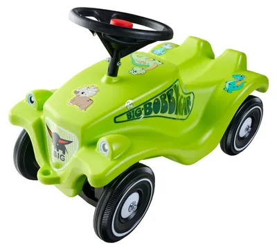 Produktbild von Bobby Car Rutschauto ab 1 Jahr im bunten Dino-Design mit schwarzem Sicherheits-Lenkrad und Hupe für Kinder ab 12 Monaten bis 50 kg grün Dino Bunt