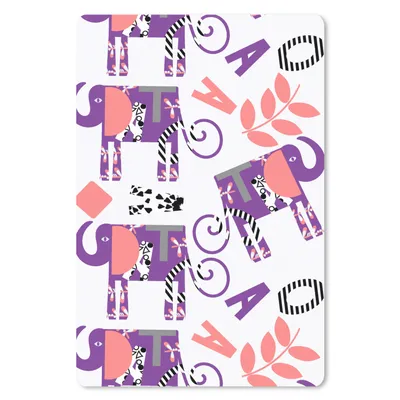 Produktbild von MuchoWow® Mauspad Mousepad Elefanten - Blätter - Lila - Muster 18x27 cm - Mousepads - Maus Mat - Pad - Mausunterlage