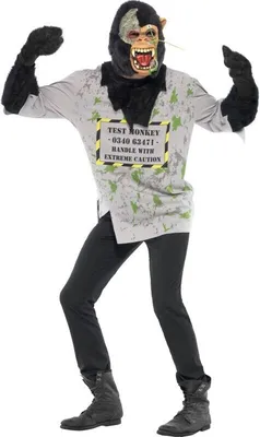 Produktbild von Mutant Affe Kostüm, Top mit Pelz Arme und Latex Maske