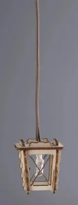 Produktbild von Miniatur Laterne aus Holz, 18 mm Höhe, 3,5 V, für Krippe und Modellbau