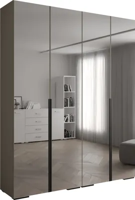 Produktbild von MEBLE KRYSPOL Inova 1 Schrank Spiegel - 236,7x200x47cm - Kaschmir Kaschmir Schwarz