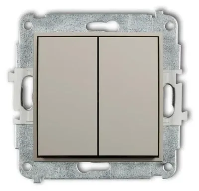 Immagine prodotto di Interruttore doppio a due pulsanti (senza simboli), color taupe, modello 60MWP-66.1