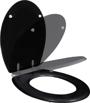 Image de vidaXL Siège de toilette MDF Couvercle avec abaissement automatique Design noir