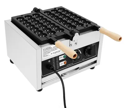 Produktbild von Gewerbliches Bubble Waffeleisen - Mini Egg & Spieß Waffel Maker - 1500W 220V EU-Stecker - 180° drehbare Platten - Antihaftbeschichtung - Temperatur 50–300°C mit 1–5 Min Timer - Silber