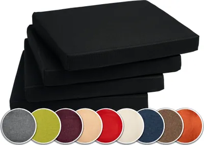 Produktbild von Sunnypillow 4er Set Stuhlkissen Polsterauflage Auflage für Stühle / Bänke in Haus und Garten Sitzkissen Sitzauflage Gartenkissen viele Farben zur Auswahl 40 x 40 x 5 cm Schwarz