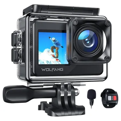 Produktbild von WOLFANG GA120 Action Cam 4K 20MP WiFi, Unterwasserkamera 40M Wasserdicht Kamera, 170° Weitwinkel Dual Screen Vlogging Kamera mit EIS Bildstabilisierun