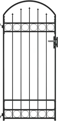 Productafbeelding van Stalen tuinpoort in zwart met gebogen bovenkant, 89 x 200 cm
