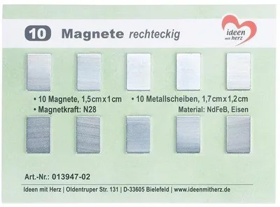 Obrázok produktu pre Magnetické obdĺžniky, 10 ks, 1,5 cm, kov