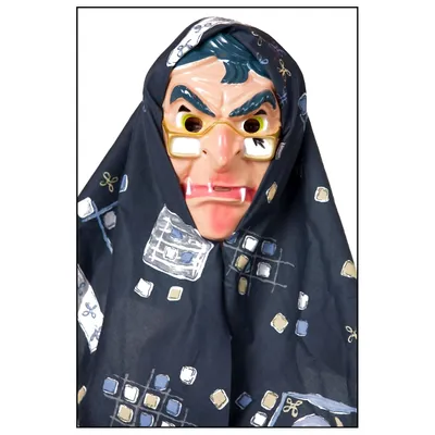 Produktbild von Hexenmaske mit Kopftuch (Zufälliges Kopftuch-Muster / Auswahl nicht möglich)