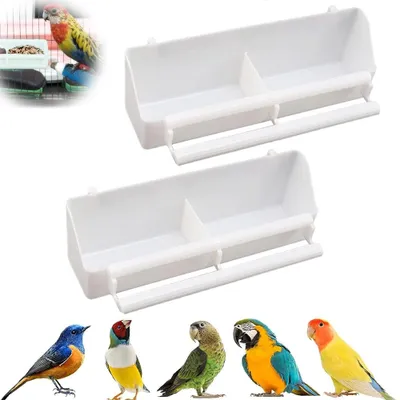 Produktbild von Vogelfutterspender - 2er Set - Vogelnapf aus Kunststoff - Futter- und Trinknapf - Hängender Futterspender für Vogelkäfige - Für Vögel und Papageien
