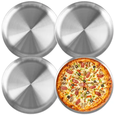 Pizzableche aus Edelstahl, 4er Set, 26 cm, rund