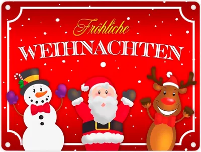 Produktbild von Fröhliche Weihnachten Metallschild in 15x20 cm mit Weihnachtsfiguren