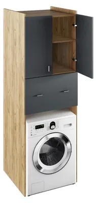 Produktbild von Kondela Tiefer Schrank über die Waschmaschine Natali Typ 9 - Eiche Artisan / Graphit