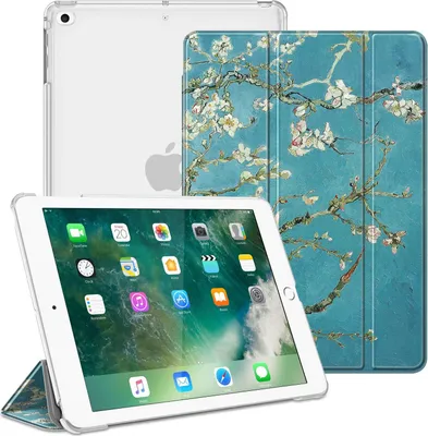 Produktbild von Fintie Hülle für iPad 9.7 Zoll 2018/2017 - Ultradünn Schutzhülle mit transparenter Rückseite Abdeckung Cover mit Auto Schlaf/Wach für 9.7" iPad 6. Generation / 5. Generation, Mandelblüten