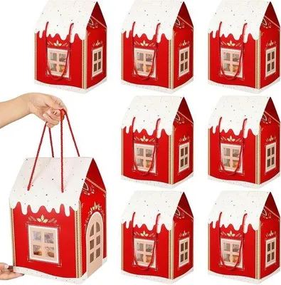 Obrázek produktu pro Velké vánoční krabice ve tvaru domu, 12 kusů, ideální pro dárky, dekoraci a dovolenou, 30x20x18 cm