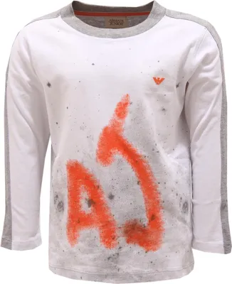 Immagine prodotto di 7418S maglia bimbo ARMANI JUNIOR grigio/bianco/arancio t-shirt long sleeve kid
