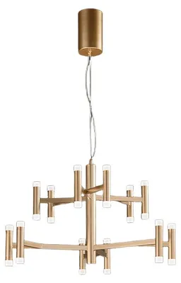Productafbeelding van 68-W-LED pendellamp, geborsteld goud, 3000 K, dimbaar - Modern design van metaal en satijnacrylaat voor elegante interieurs - Perenz