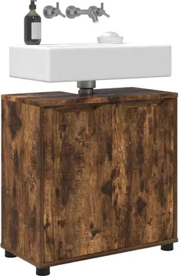 Produktbild von Stabli Badezimmerwaschbecken-Schrank Geräucherte Eiche 60 x 30 x 60cm - DE643787 - Spiegelschränke
